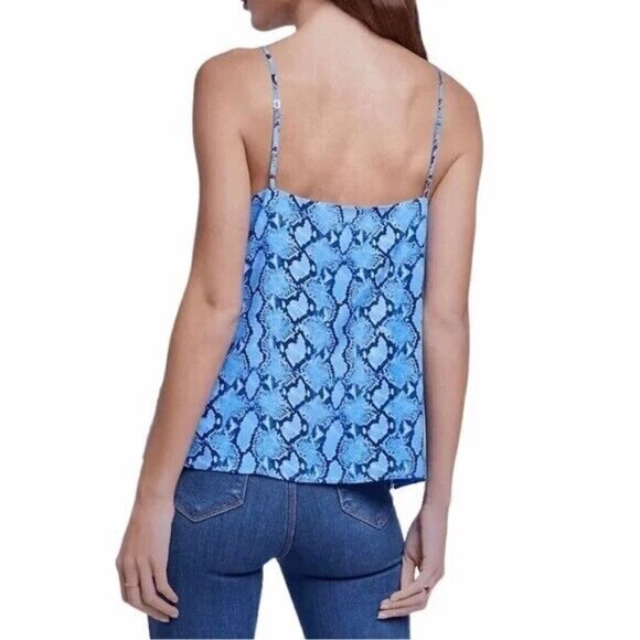 L’Agence 'Jane' Paloma Snake-Print Silk Camisole Tank Top, Blue Multi - Picture 2 of 2